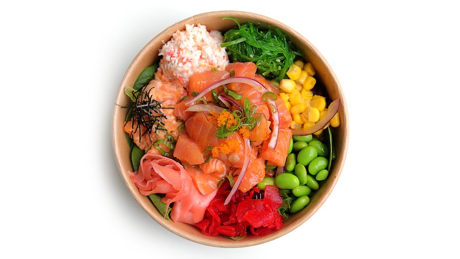 Yo Salmon — salmon, spicy salmon, crab, packed fresh.